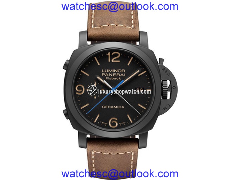 Panerai Luminor PAM00580 Black Ceramic / Leather Automatic 44mm Mens Watch Panerai