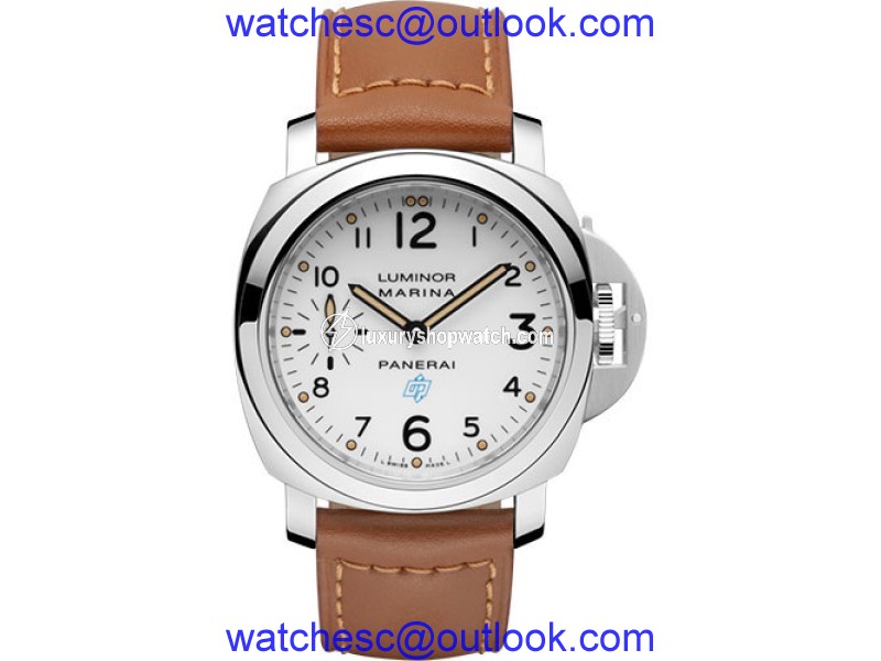 Panerai Luminor Marina Stainless Steel / Leather with White Dial 44mm Mens Watch Panerai