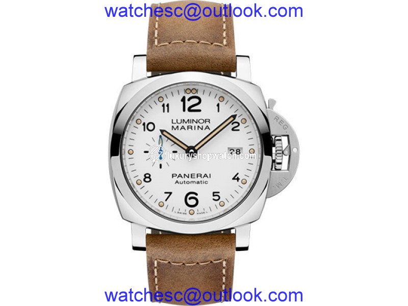 Panerai Luminor Marina Stainless Steel / Leather with White Dial Automatic 44mm Mens Watch Panerai