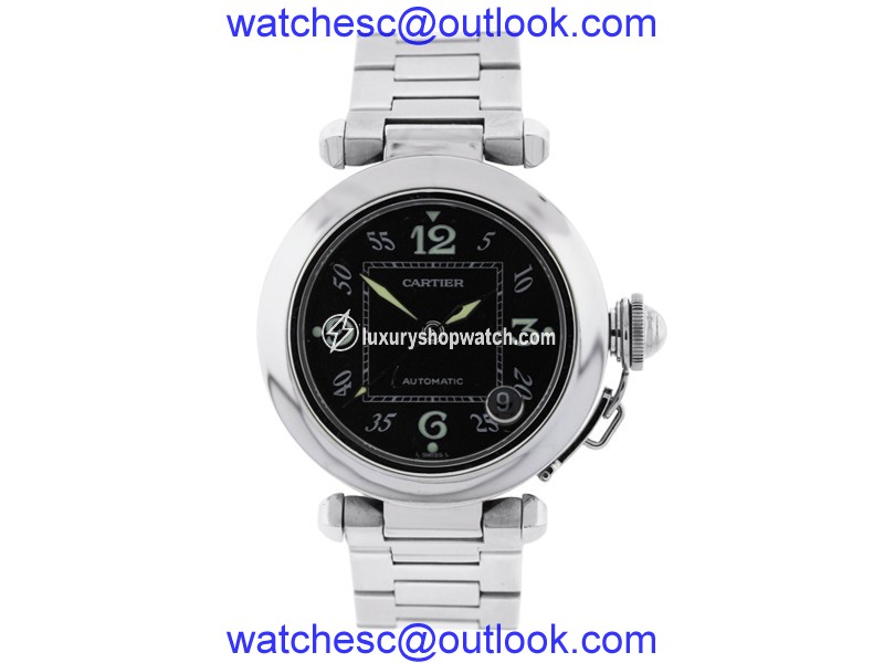 Cartier Pasha C Black Dial Stainless Steel 35mm Mens Watch Cartier
