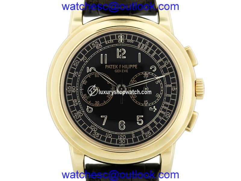 Patek Philippe 5070J 18K Yellow Gold & Leather Chronograph 42mm Mens Watch Patek Philippe