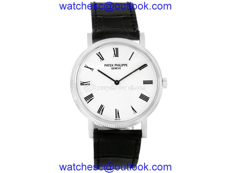 Patek Philippe Calatrava 5120 18K White Gold & Leather Automatic 35mm Mens Watch Patek Philippe