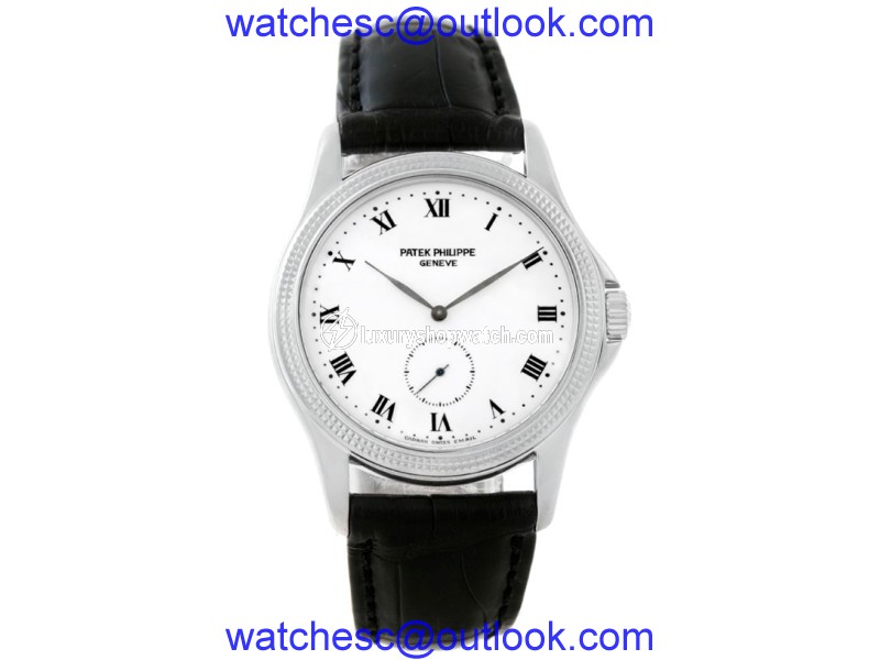 Patek Philippe Calatrava 5115 18K White Gold & Leather Manual 35mm Mens Watch Patek Philippe