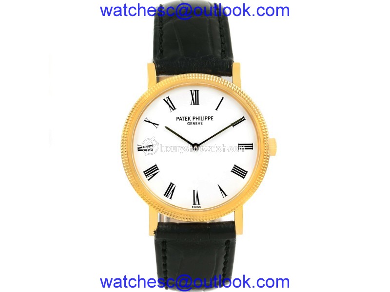 Patek Philippe Calatrava 5120 18K Yellow Gold & Leather Automatic 35mm Mens Watch Patek Philippe