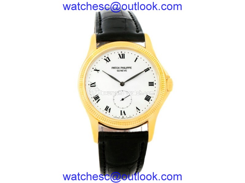 Patek Philippe Calatrava 5115 18K Yellow Gold & Leather Manual 35mm Mens Watch Patek Philippe