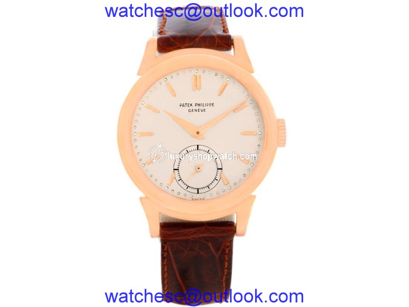 Patek Philippe Calatrava 1491 18K Rose Gold & Leather Vintage 34mm Mens Watch 1949 Patek Philippe