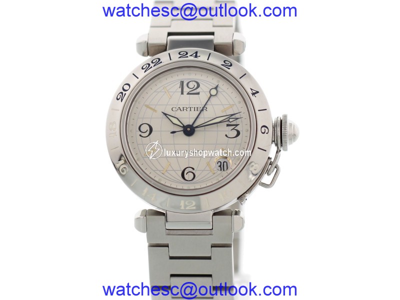 Cartier Pasha 2377 GMT Stainless Steel Automatic 35mm Mens Watch Cartier