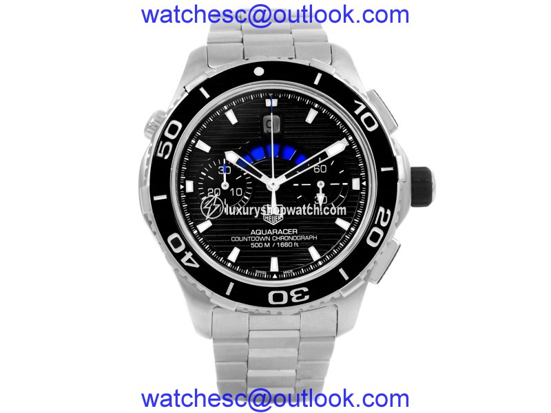 Tag Heuer Aquaracer CAK211A Stainless Steel Black Dial Automatic 43mm Mens Watch Tag Heuer