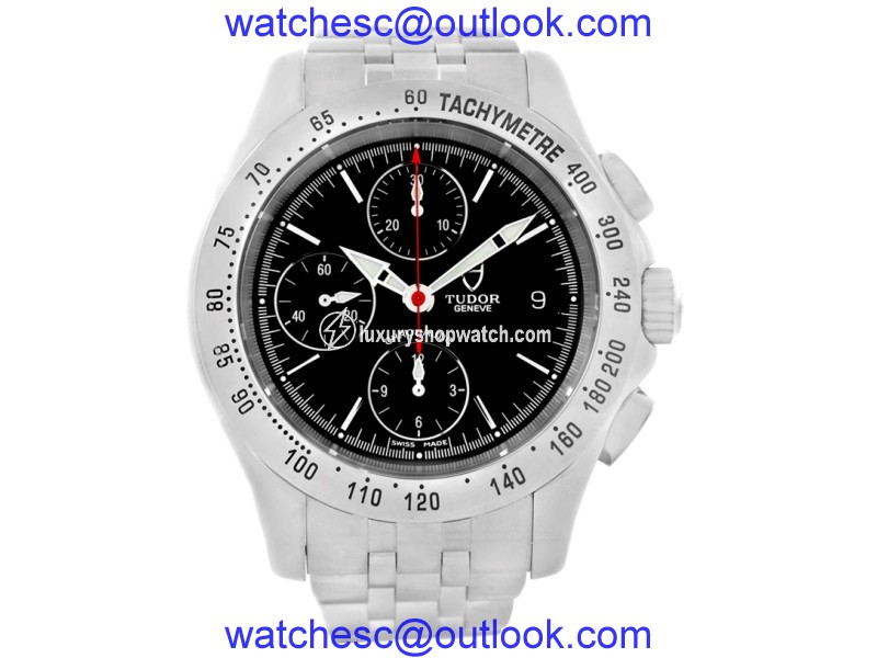 Tudor Chronoautic 79380 Stainless Steel Black Dial 41mm Mens Watch Tudor