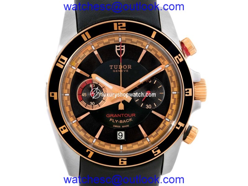 Tudor Grantour Fly-Back 20551N Chrono Stainless Steel Rose Gold 42mm Mens Watch Tudor
