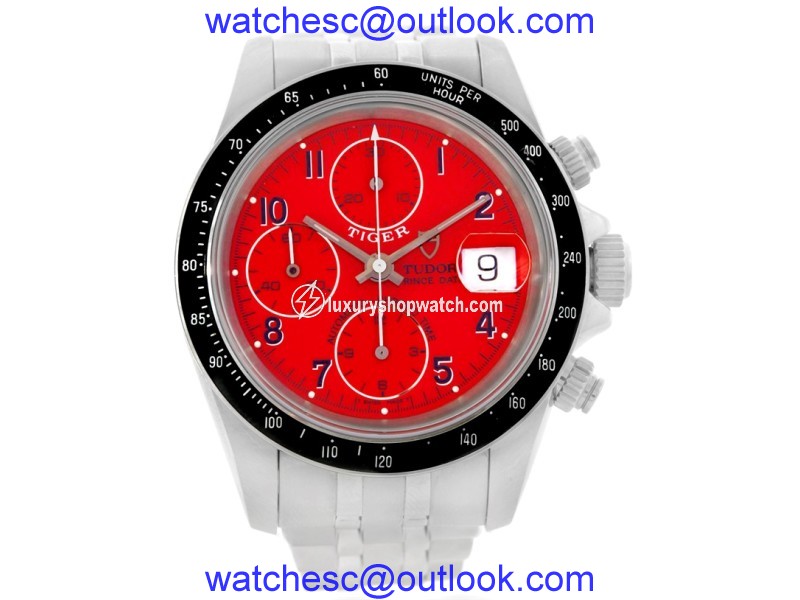 Tudor Tiger Prince 79260 Stainless Steel Red Dial 40mm Mens Watch Tudor