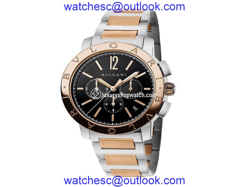 Bulgari Bulgari Steel Pink Gold Chronograph 41mm Mens Watch BB41BSPGDCH Bulgari"