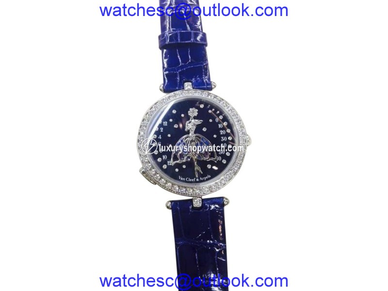 Van Cleef & Arpels Ballerine Enchantee 18K White Gold & Leather Diamond 40mm Watch Van Cleef & Arpels