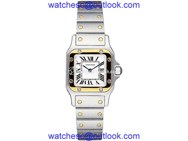 Cartier Santos W20012C4 Stainless Steel and 18K Yellow Gold 24mm Quartz Women Cartier