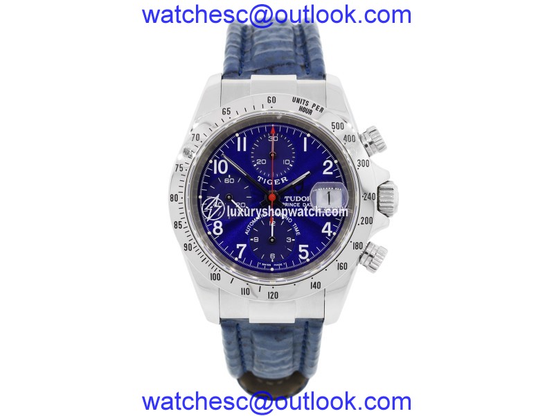 Tudor Tiger Prince Date 79280 Chronograph Stainless Steel Blue Dial 40mm Mens Watch Tudor