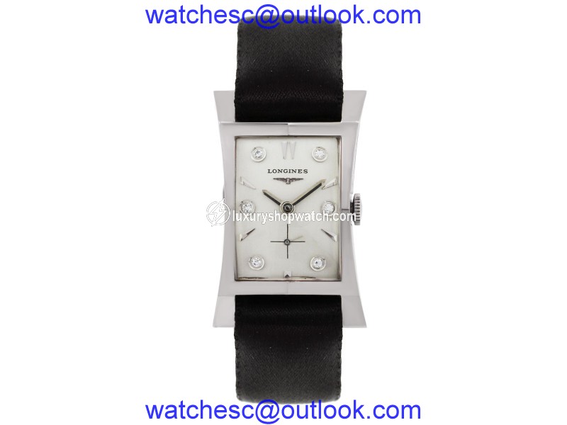 Longines Deco 2038-2 14K White Gold Diamond Manual 25.5mm Womens Watch Longines