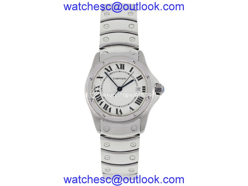 Cartier Santos Ronde 1561 White Dial Stainless Steel 30mm Womens Watch Cartier
