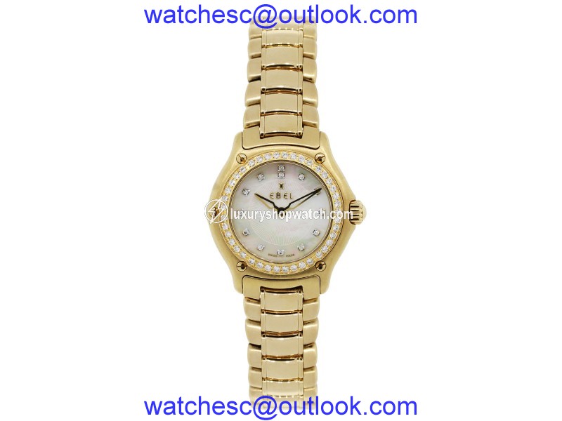 Ebel 1911 18K Yellow Gold Mother Of Pearl Diamond Dial and Bezel 26mm Womens Watch Ebel