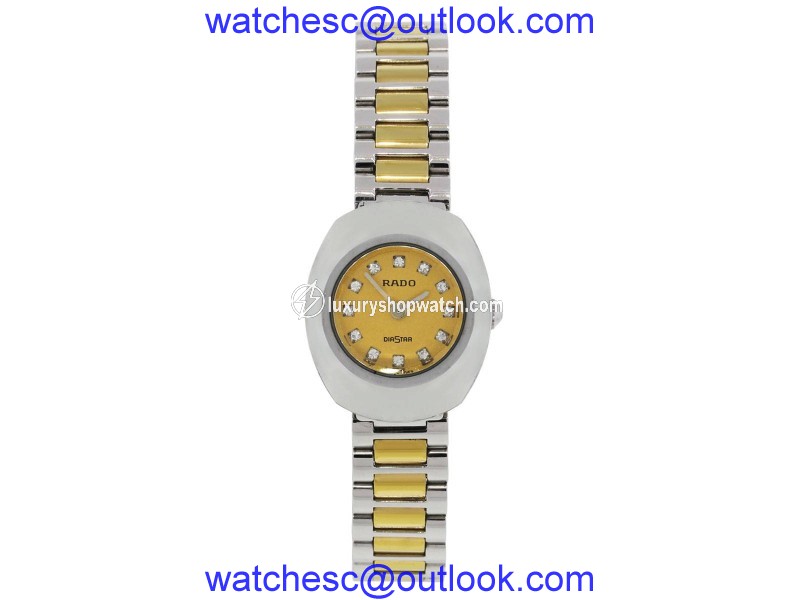 Rado Diastar 963.0558.3 Two Tone Stainless Steel Diamond Dial Quartz 21mm Womens Watch Rado