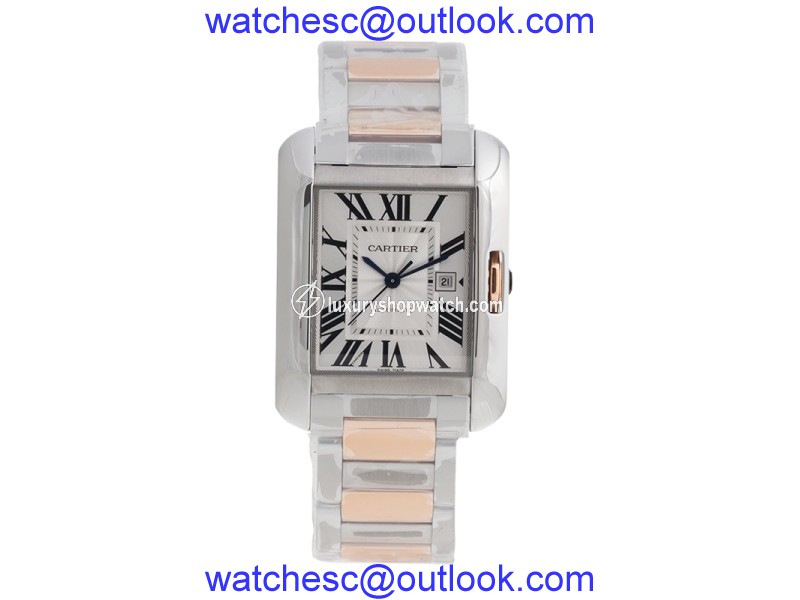 Cartier Tank Anglaise W5310037 18K Rose Gold and Stainless Steel Automatic 39.2mm x 29.8mm Watch Cartier
