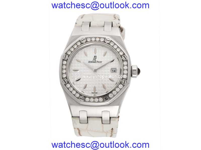 Audemars Piguet Royal Oak 67601st.zz.d012cr.02 Stainless Steel & Leather with Diamond Quartz 33mm Womens Watch Audemars Piguet