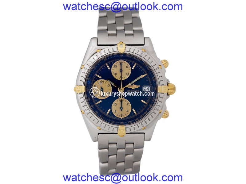 Breitling Chronomat B13050.1 Chronograph Two-Tone Gold Stainless 38mm Blue Mens Watch Breitling