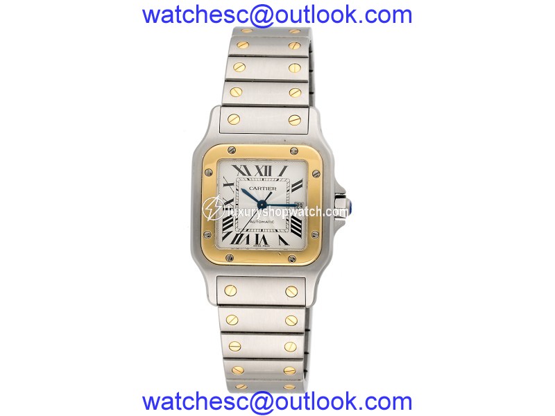 Cartier Santos 100 2319 Two Tone Stainless Steel and Yellow Gold Automatic 30mm Womens Watch Cartier