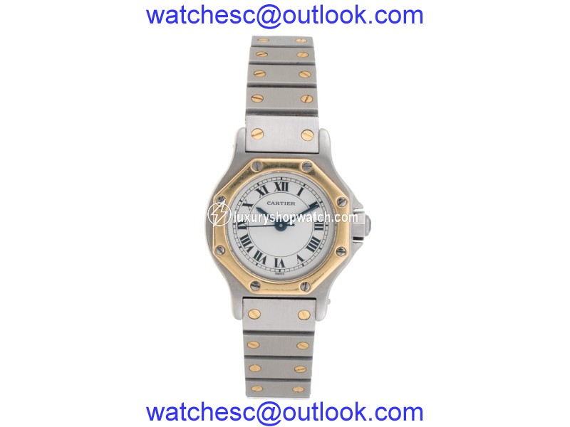 Cartier Santos Octagon Stainless Steel and 18K Yellow Gold Automatic 25mm Womens Watch Cartier