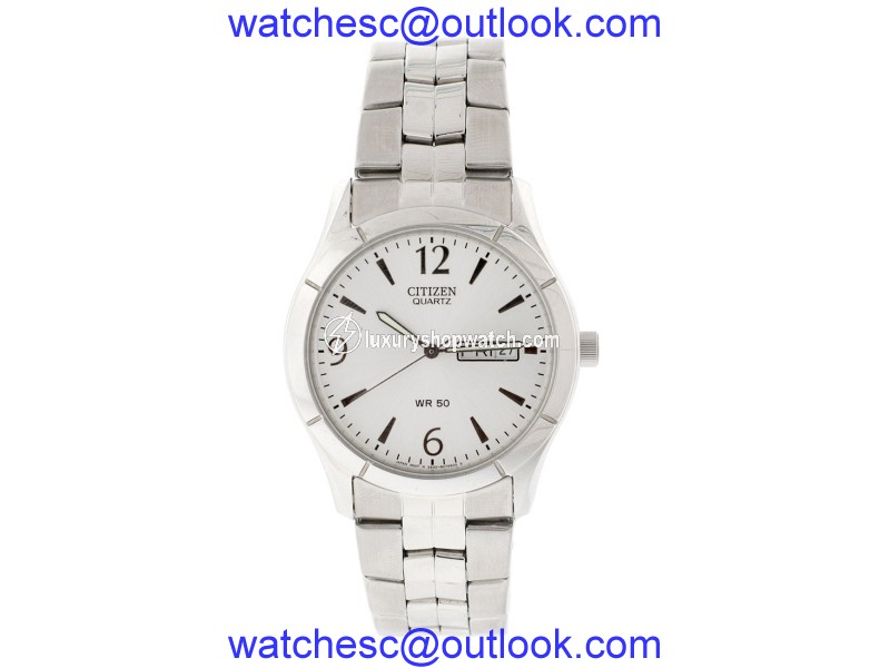 Citizen Quartz Day Date Silver Men's Watch BF0590 Citizen