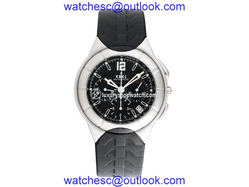 Ebel Type E Chronograph Stainless Steel with Rubber Strap 43 mm Mens Watch Ebel
