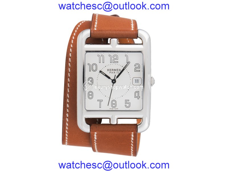 Hermes Cape Cod CC1.810 Double Wrap Leather 33mm Mens Watch Hermes