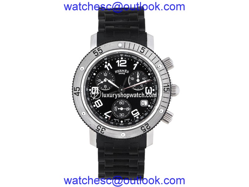 Hermes Clipper CL2.915 Stainless Steel & Rubber Quartz 40mm Mens Watch Hermes"