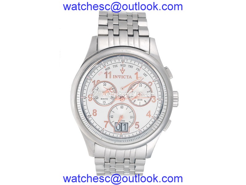 Invicta 0418 Stainless Steel Swiss Quartz Chronograph 47mm Mens Watch Invicta
