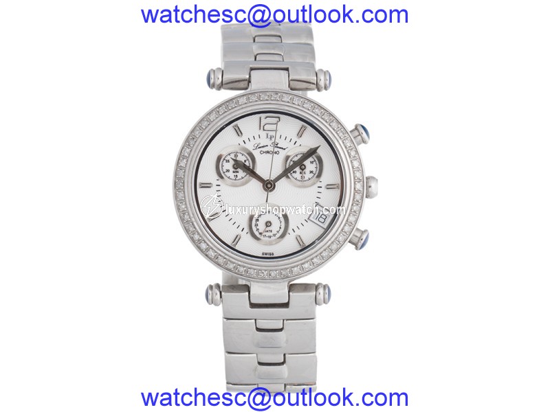 Lucien Piccard 27057WHD Chronograph Stainless Steel Diamond Bezel 32mm x 9mm Watch Lucien Piccard