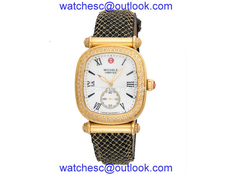 Michele Caber Isle MW16C01B1025 Gold Plated & Stainless Steel 32mm Womens Watch Michele