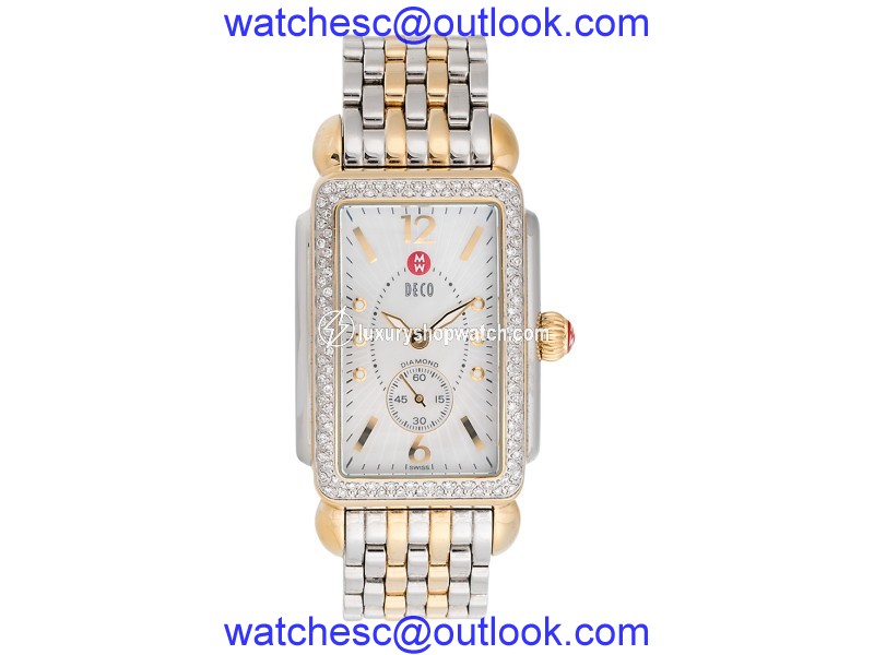 Michele Deco Park MW06M01C5025 Stainless Steel and Gold Plated Diamond 26mm Womens Watch Michele
