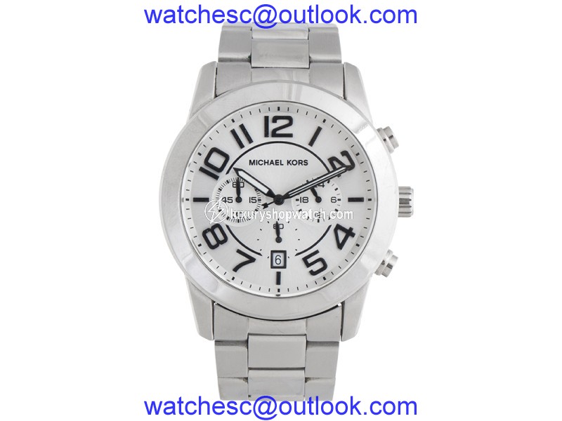Michael Kors Mercer MK8290 Chronograph Stainless Steel Silver Dial 45mm Watch Michael Kors