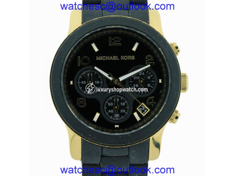 Michael Kors Chronograph Runway Stainless Steel and Black Polyurethane Watch Michael Kors