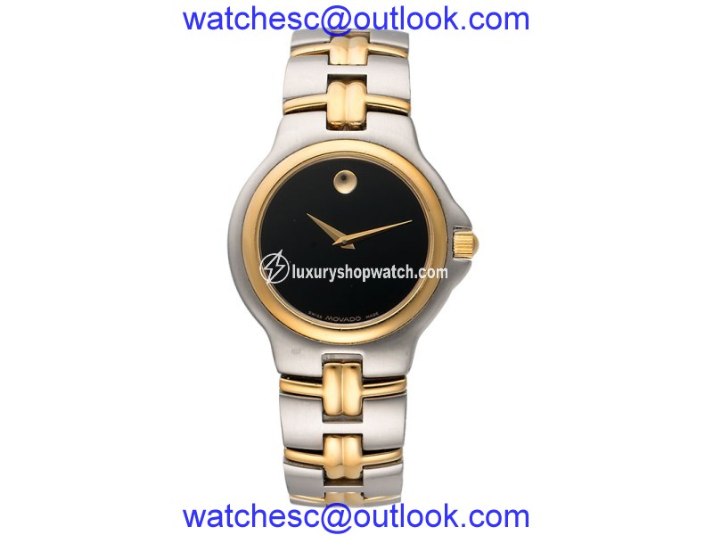 Movado Museum 81.E2.887.2 Two Tone Stainless Steel and Gold Plated Black Dial Swiss 37.5mm Mens Watch Movado |
