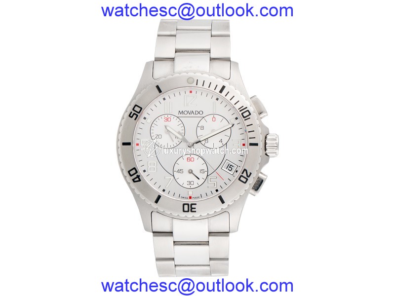 Movado Stainless Steel Chronograph 84 R5 1890 42.5mm Quartz Mens Watch Movado