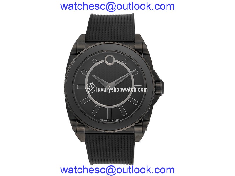 Movado Master 0606363 Black PVD Coated Stainless Steel & Rubber Automatic 44mm Mens Watch Movado