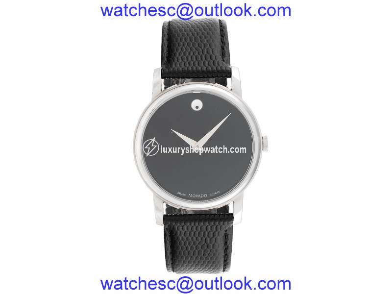 Movado Museum 2100002 Black Dial Black Leather Strap 38mm Mens Watch Movado