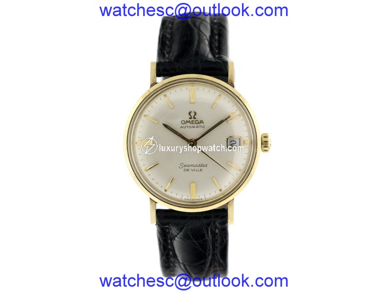 Omega Seamaster Deville 14K Yellow Gold Plated Stainless Steel & Leather 34mm Watch Omega