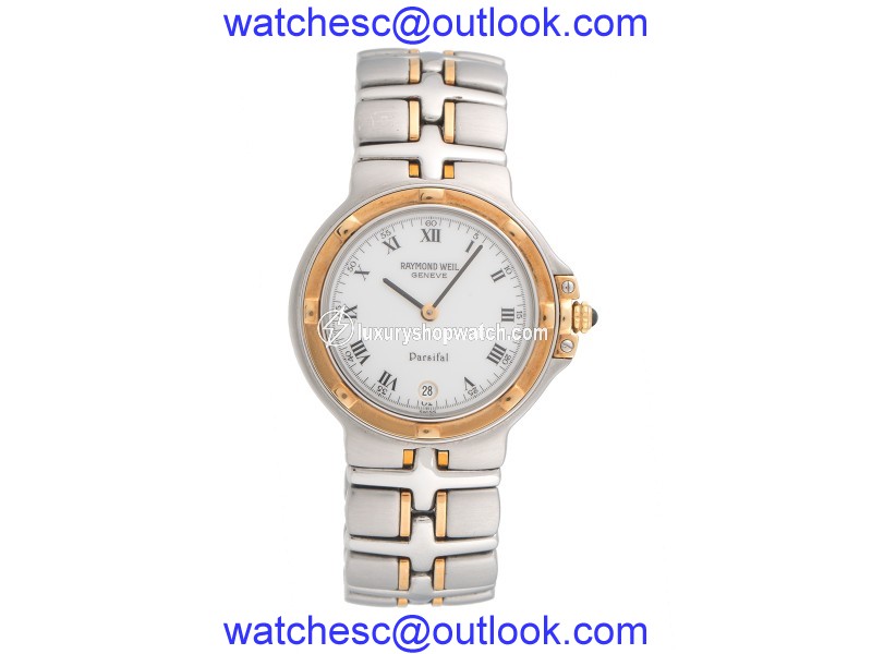 Raymond Weil Parsifal 9190 Two Tone White Roman Dial 38mm Mens Watch Raymond Weil