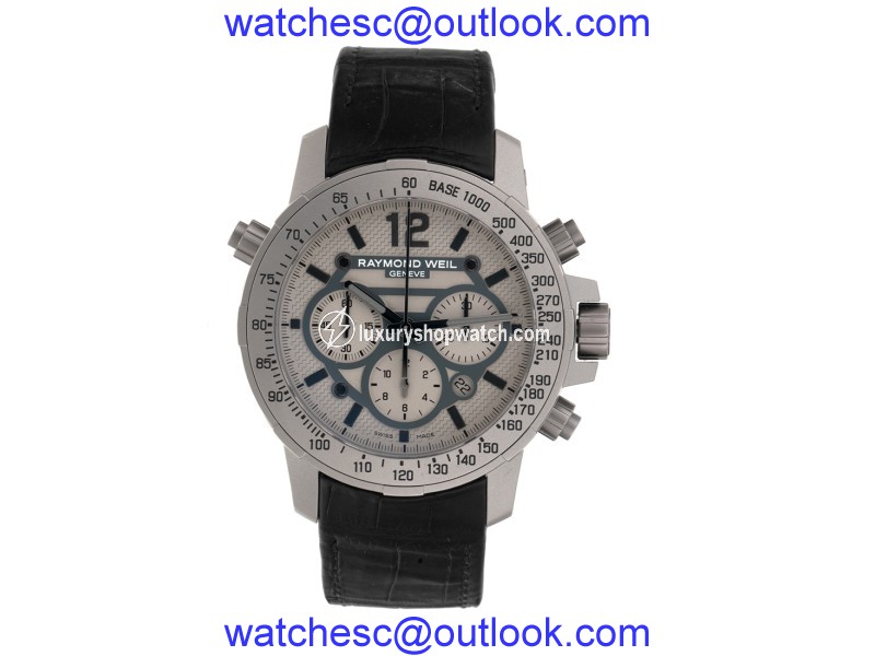 Raymond Weil Nabucco Chronograph 7820-STC-05607 Gray Dial & Black Leather Automatic 46mm Mens Watch omega