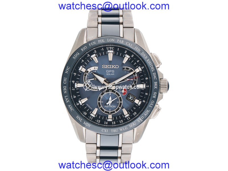 Seiko Astron GPS Solar Dual Time Titanium SSE043 45mm Mens Watch Seiko