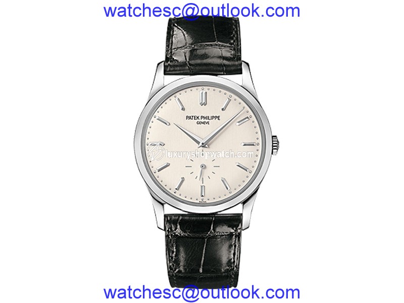 Patek Philippe Calatrava 18K White Gold Watch on Leather Strap 5196G