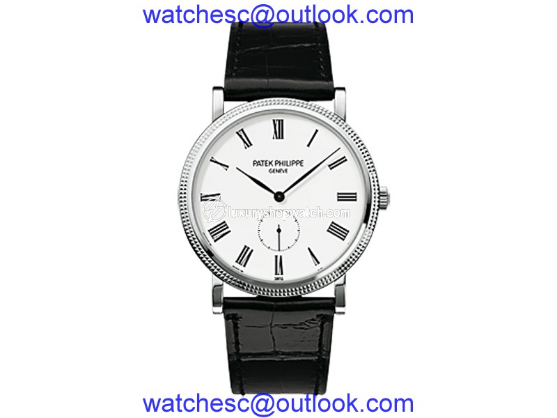 Patek Philippe Calatrava 18K White Gold Watch on Leather Strap 5119G