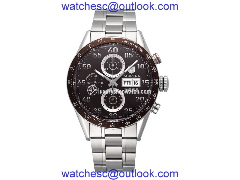 Tag Heuer Carrera CV2A12 Stainless Steel Automatic Chocolate Dial 43mm Mens Watch Tag Heuer