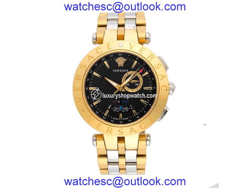 Versace V-Race P29G79-PD009 Stainless Steel and Yellow Gold Plated Quartz 46mm Mens Watch Versace